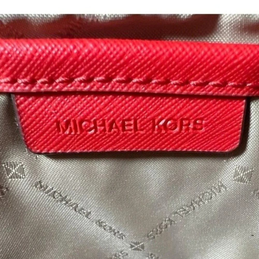 Michael Kors Med Red Leather Jet Set Crossbody Bag Butterfly Embellished Purse - Picture 5 of 11